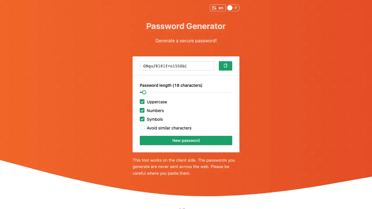 Password Generator project screenshot